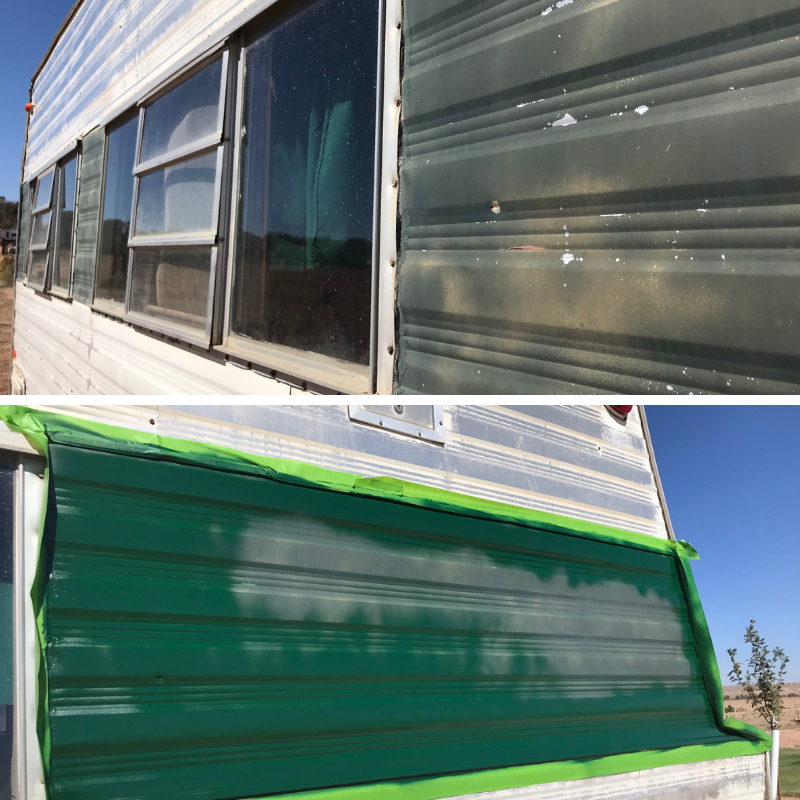 spray paint camp trailer